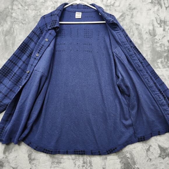 PINK Victoria's Secret Jacket Womens XL Blue Oversized Reverse Fleece Shacket - Picture 6 of 11